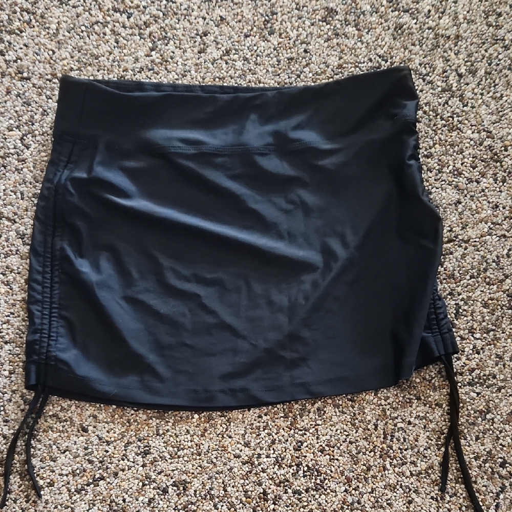Black Mini Skirt Cover Up with Side Ties, Size Large